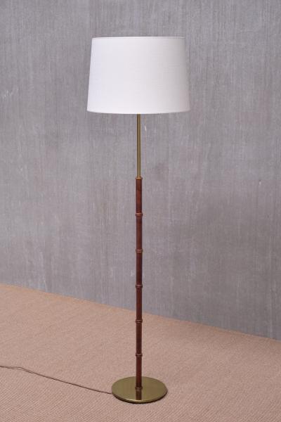  Falkenbergs Belysning Falkenbergs Belysning Floor Lamp in Oak and Brass Sweden 1960s
