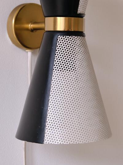  Falkenbergs Belysning Falkenbergs Belysning Pair of Black White Wall Lamps Rotating Shades 1960s