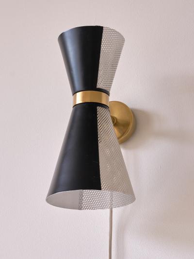  Falkenbergs Belysning Falkenbergs Belysning Pair of Black White Wall Lamps Rotating Shades 1960s