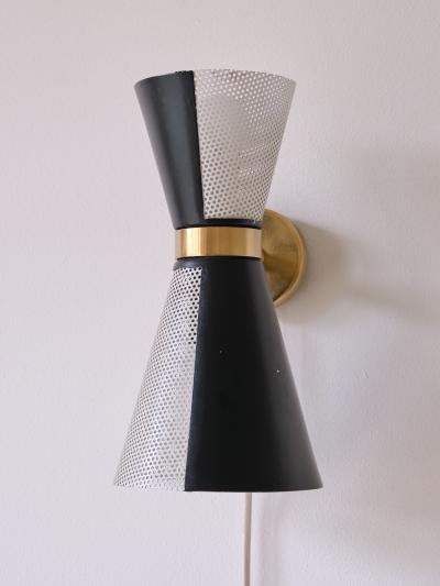  Falkenbergs Belysning Falkenbergs Belysning Pair of Black White Wall Lamps Rotating Shades 1960s