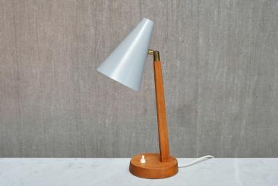  Falkenbergs Belysning Falkenbergs Belysning Table Desk Lamp in Oak Metal and Brass Sweden 1950s