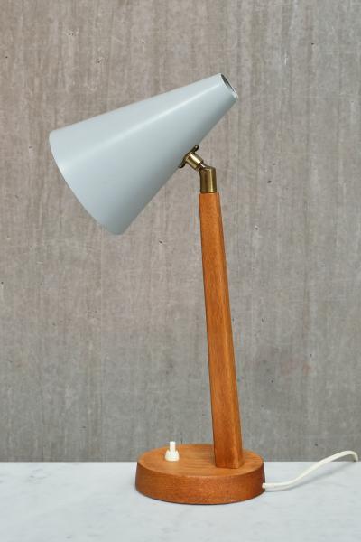  Falkenbergs Belysning Falkenbergs Belysning Table Desk Lamp in Oak Metal and Brass Sweden 1950s