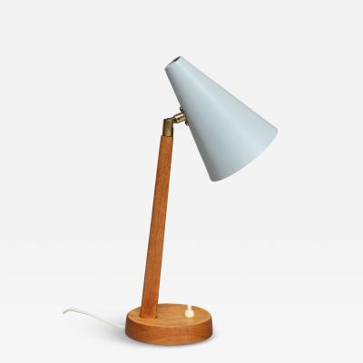  Falkenbergs Belysning Falkenbergs Belysning Table Desk Lamp in Oak Metal and Brass Sweden 1950s