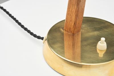  Falkenbergs Belysning Model 6408 Brass and Oak Table Lamp by Falkenbergs Sweden 1950s