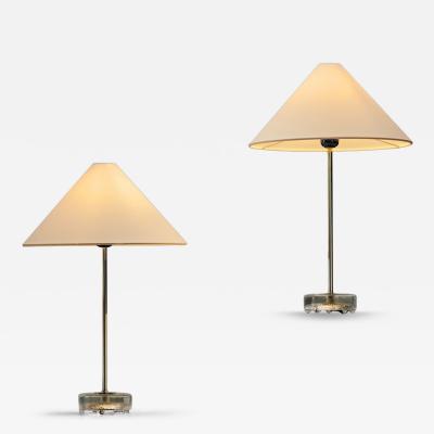  Falkenbergs Belysning Pair of Brass and Glass Table Lamps by Falkenberg Belysning Sweden 1960s