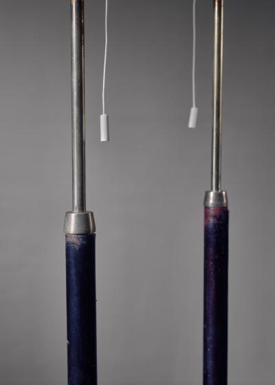  Falkenbergs Belysning Pair of Falkenberg floor lamps in brass and leather