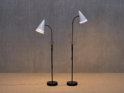  Falkenbergs Belysning Pair of Falkenbergs Belysning Adjustable Floor Lamps Model 7070 Sweden 1960s