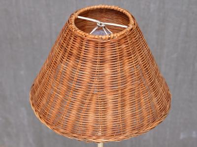  Falkenbergs Belysning Pair of Falkenbergs Belysning Table Lamps in Brass Glass and Rattan 1960s