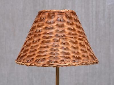  Falkenbergs Belysning Pair of Falkenbergs Belysning Table Lamps in Brass Glass and Rattan 1960s