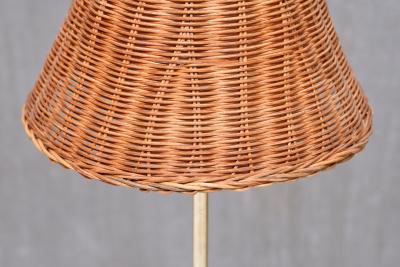  Falkenbergs Belysning Pair of Falkenbergs Belysning Table Lamps in Brass Glass and Rattan 1960s
