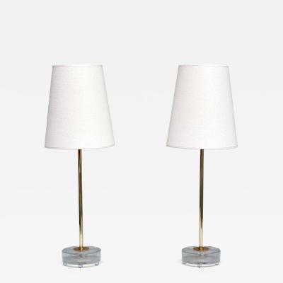  Falkenbergs Belysning Pair of Falkenbergs Belysning Table Lamps in Brass and Glass Sweden 1960s