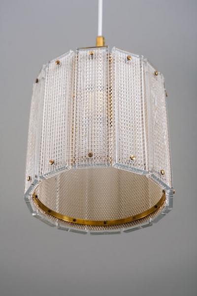  Falkenbergs Belysning Pair of Glass and Brass Pendants by Falkenbergs Belysning Sweden 1960s