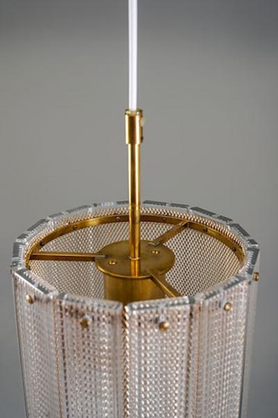  Falkenbergs Belysning Pair of Glass and Brass Pendants by Falkenbergs Belysning Sweden 1960s
