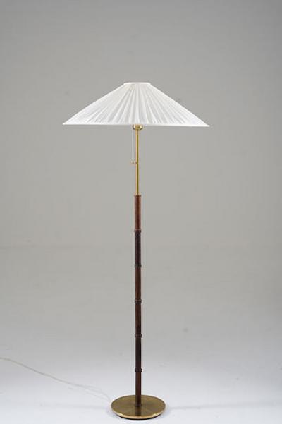 Falkenbergs Belysning Scandinavian Midcentury Floor Lamp in Brass and Wood by Falkenbergs Sweden
