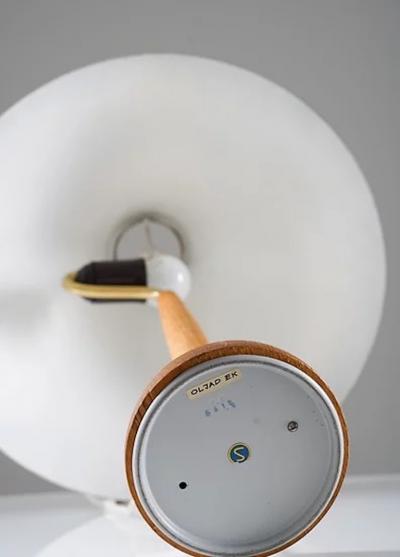  Falkenbergs Belysning Scandinavian Midcentury Table Lamp in Brass and Oak by Falkenbergs