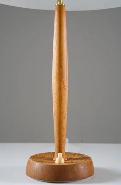  Falkenbergs Belysning Scandinavian Midcentury Table Lamp in Brass and Oak by Falkenbergs