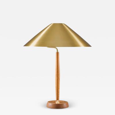  Falkenbergs Belysning Scandinavian Midcentury Table Lamp in Brass and Oak by Falkenbergs