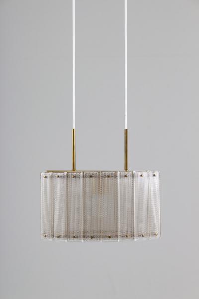 Falkenbergs Belysning Swedish Mid Century Modern Pendant in Glass and Brass by Falkenbergs
