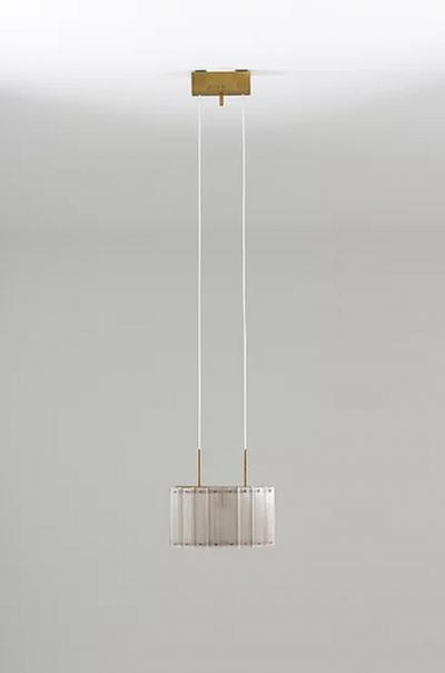  Falkenbergs Belysning Swedish Mid Century Modern Pendant in Glass and Brass by Falkenbergs