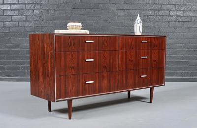  Falster Danish Modern Rosewood Dresser w Steel Accents by Falster