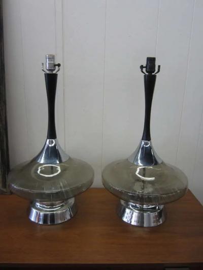  Fantasia Light Pair Of Sexy 1970s Chrome Fiber Optic Lamps