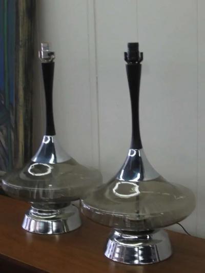  Fantasia Light Pair Of Sexy 1970s Chrome Fiber Optic Lamps
