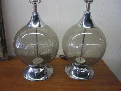  Fantasia Light Sexy Pair Of 1970s Chrome Fiber Optic Globe Lamps Mid century Modern