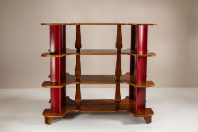  Fantoni Large Display Cabinet in Wood and Lacquer attr to Fantoni Italy 1950s