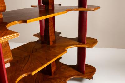  Fantoni Large Display Cabinet in Wood and Lacquer attr to Fantoni Italy 1950s