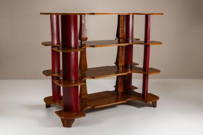  Fantoni Large Display Cabinet in Wood and Lacquer attr to Fantoni Italy 1950s