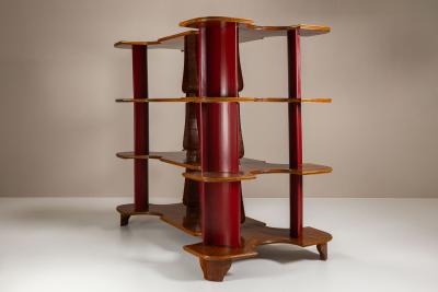  Fantoni Large Display Cabinet in Wood and Lacquer attr to Fantoni Italy 1950s