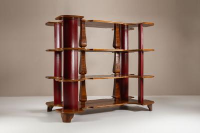  Fantoni Large Display Cabinet in Wood and Lacquer attr to Fantoni Italy 1950s