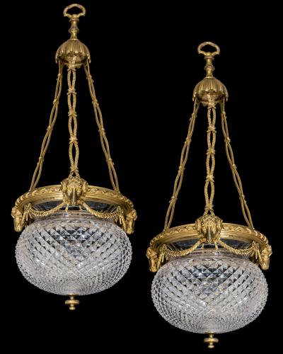  Faraday Sons A PAIR OF EARLY 20TH CENTURY GILT BRONZE BOWL LIGHTS BY FARADAY SON