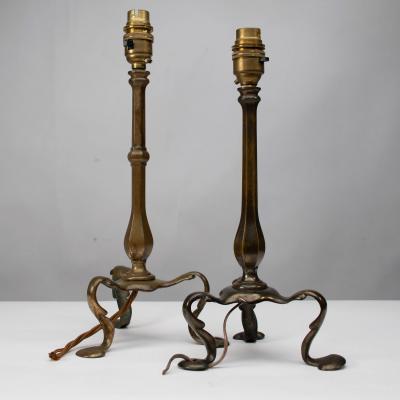  Faraday Sons Faraday Sons A Near Pair of Arts Crafts Pullman Coach Brass Table Lights
