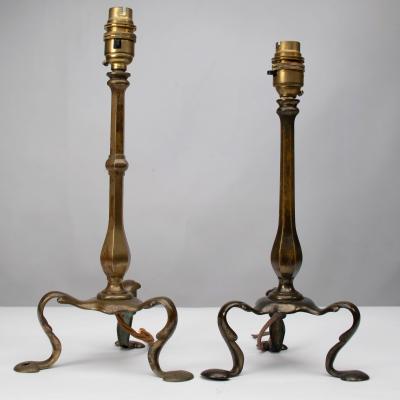  Faraday Sons Faraday Sons A Near Pair of Arts Crafts Pullman Coach Brass Table Lights