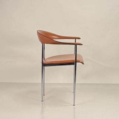  Fasem Pair of Vintage Cognac Leather P40 Chairs by Vegni Gualtierotti for Fasem