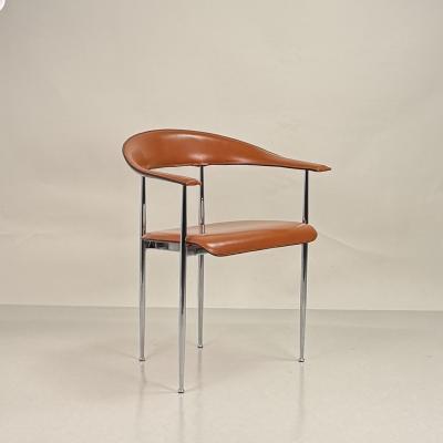  Fasem Pair of Vintage Cognac Leather P40 Chairs by Vegni Gualtierotti for Fasem