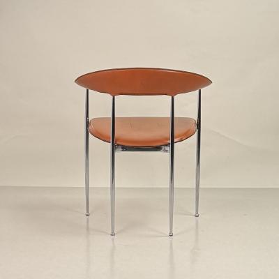  Fasem Pair of Vintage Cognac Leather P40 Chairs by Vegni Gualtierotti for Fasem