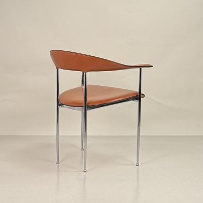  Fasem Pair of Vintage Cognac Leather P40 Chairs by Vegni Gualtierotti for Fasem