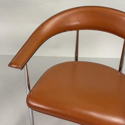  Fasem Pair of Vintage Cognac Leather P40 Chairs by Vegni Gualtierotti for Fasem