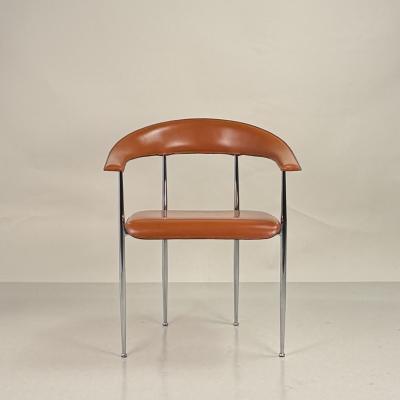  Fasem Pair of Vintage Cognac Leather P40 Chairs by Vegni Gualtierotti for Fasem