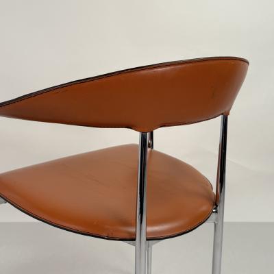  Fasem Pair of Vintage Cognac Leather P40 Chairs by Vegni Gualtierotti for Fasem