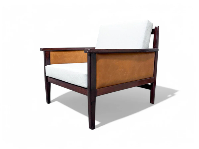  Fatima Arquitetura Interiores FAI Armchair in Rosewood Leather Linen Fatima 1960s Lot 503
