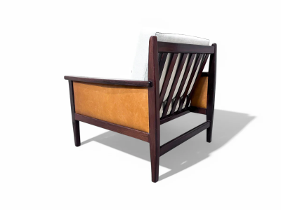  Fatima Arquitetura Interiores FAI Armchair in Rosewood Leather Linen Fatima 1960s Lot 503