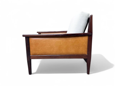  Fatima Arquitetura Interiores FAI Armchair in Rosewood Leather Linen Fatima 1960s Lot 503