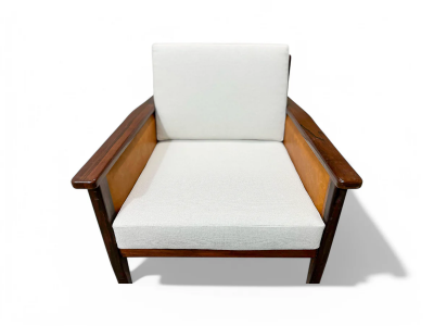  Fatima Arquitetura Interiores FAI Armchair in Rosewood Leather Linen Fatima 1960s Lot 503