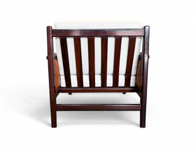  Fatima Arquitetura Interiores FAI Armchair in Rosewood Leather Linen Fatima 1960s Lot 503