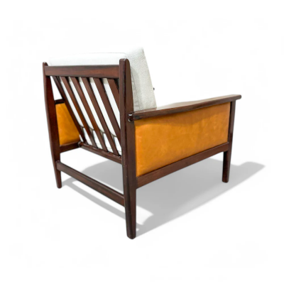  Fatima Arquitetura Interiores FAI Armchair in Rosewood Leather Linen Fatima 1960s Lot 503