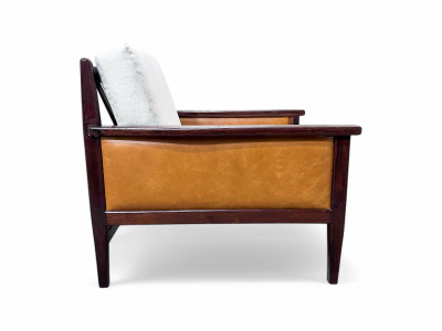  Fatima Arquitetura Interiores FAI Armchair in Rosewood Leather Linen Fatima 1960s Lot 503