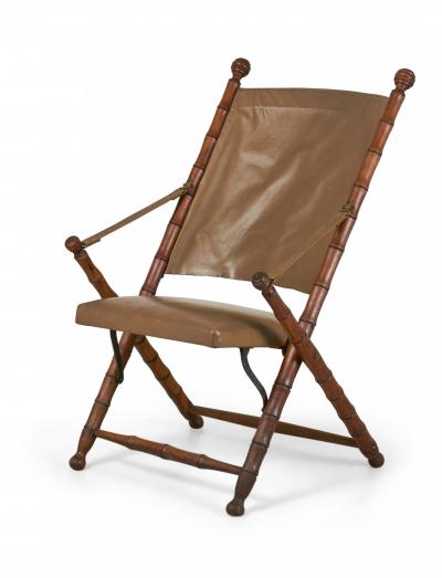  Faux Bamboo Folding Leather Sling Chair